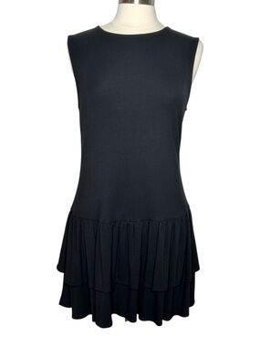 Camila Coelho Revolve Black Drop Waist Ruffle Bottom Dress Large